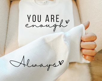 You Are Enough Always SVG PNG, Boho Self Love Svg, Motivational Sleeve Shirt Svg, Boho Quote Love Yourself Svg, Positive Daily Affirmations