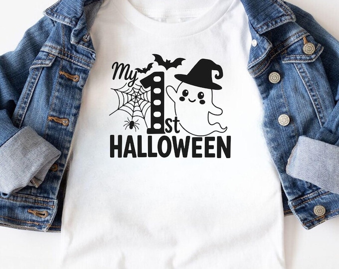 My First Halloween svg, Baby Halloween SVG, 1st Halloween Ghost SVG, Cute Baby Halloween Shirt Design, Halloween Bodysuit SVG,Baby Halloween