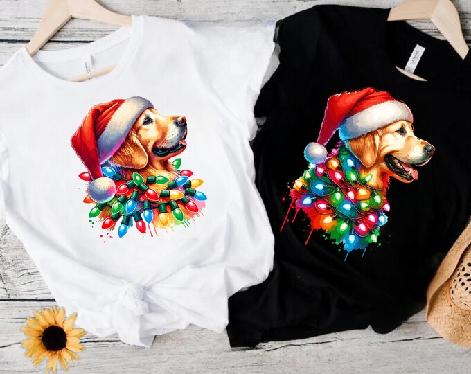 Christmas Golden Retriever SVG: Holiday Lights Dog (Digital Download)