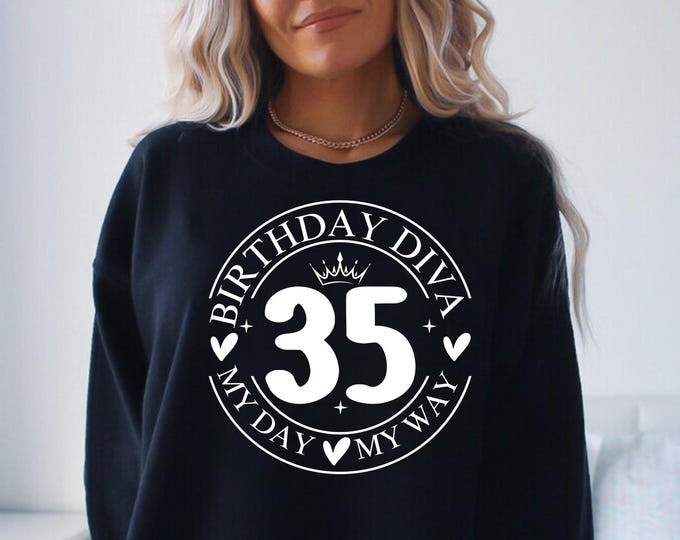35th Birthday Diva SVG png pdf, My 35th Birthday SVG, Birthday Diva Cut File, 35 Years Old SVG, Birthday Shirt Design, Cricut