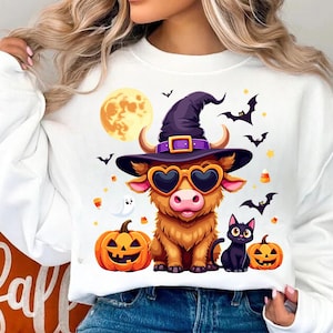 Retro Halloween Cow PNG: Spooky Highland Bull (Digital Download)