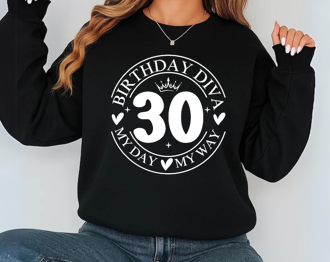 30th Birthday Diva SVG png pdf, My 30th Birthday SVG, Birthday Diva Cut File, 30 Years Old SVG, Birthday Shirt Design, Cricut
