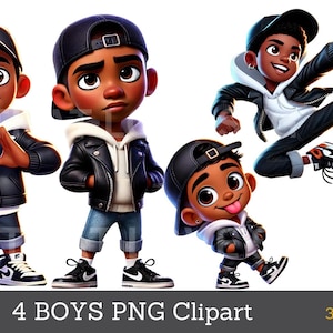 Black Boys Clipart Bundle: Afro Kids PNG (Digital Download)