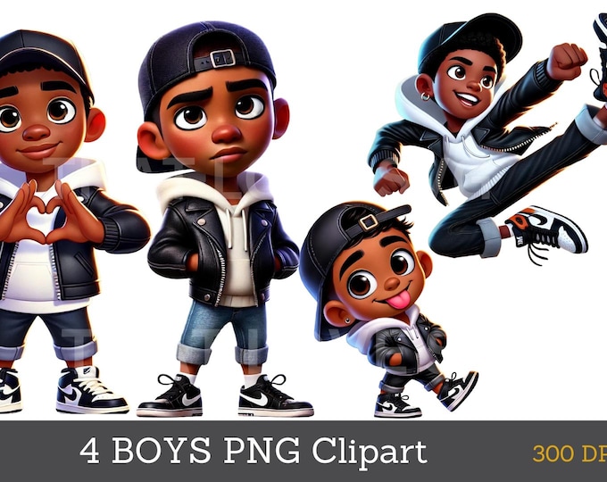 Black Boys Clipart Bundle: Afro Kids PNG (Digital Download)