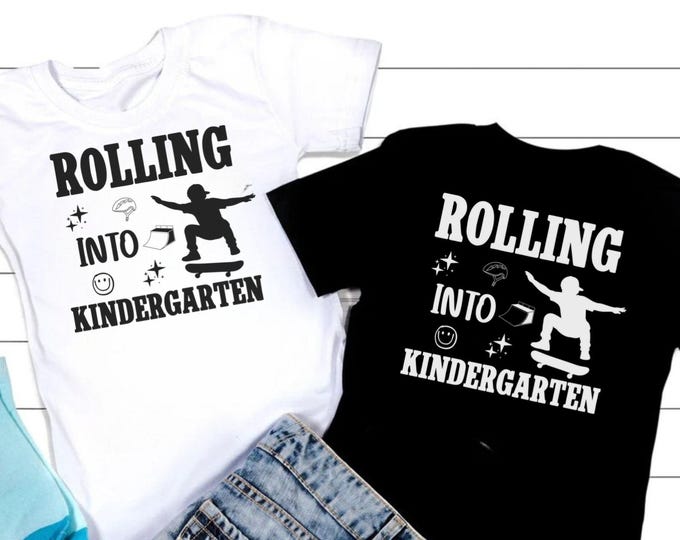 Rolling Into Kindergarten SVG: Girls Back To School Shirt Design (Digital Download