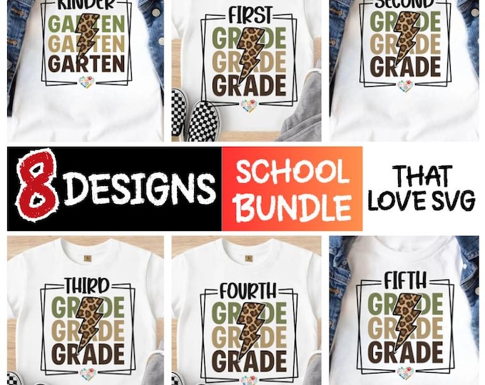 Retro School Grade PNG Bundle: Back to School Designs (Digital Download