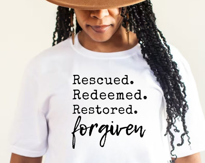 Rescued Redeemed Restored Forgiven Christian SVG PNG (Digital Download)