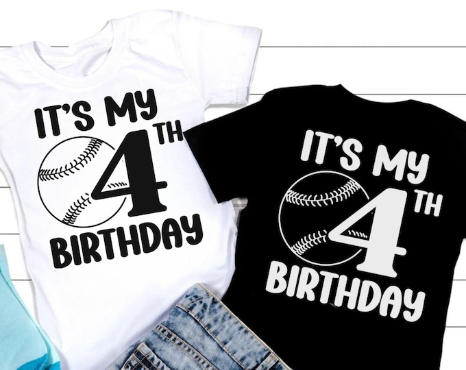 Fourth Birthday Baseball SVG, PNG, 4th Birthday Shirt (Digital Download)