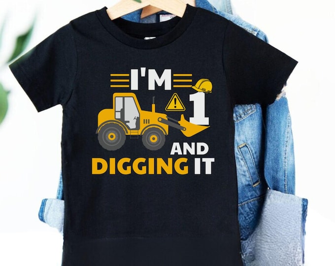 Construction 1st Birthday SVG, Excavator Shirt Design (Digital Download)