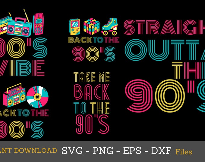 90s Party Costume PNG Clipart Bundle (Digital Download)
