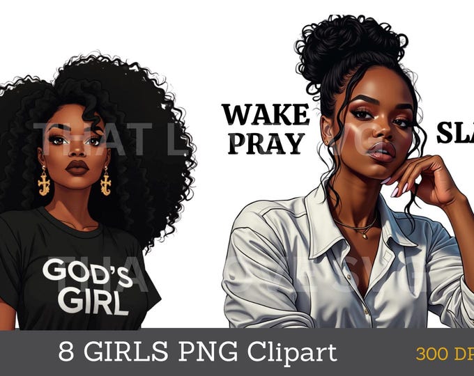 Black Girl Praying Clipart: Faith Sublimation PNG Bundle (Digital Download)
