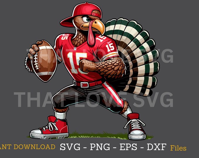 Football Turkey SVG, Thanksgiving Game Day, Kansas PNG (Digital Download)