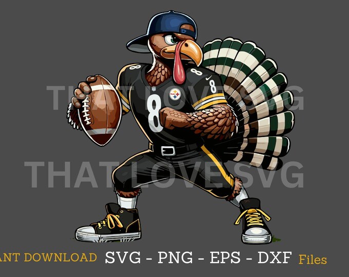 Pittsburgh Football Turkey SVG, Thanksgiving PNG (Digital Download)