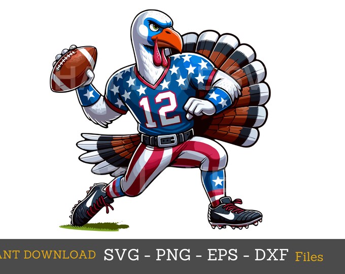 Football Turkey SVG: Thanksgiving Game Day Design (Digital Download)