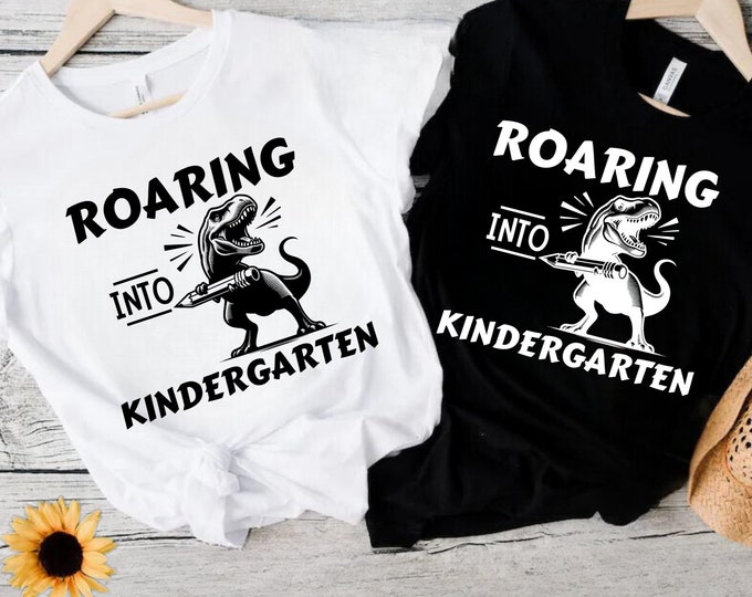 Roaring into Kindergarten Dinosaur SVG - Back to School Shirt (Digital Download)