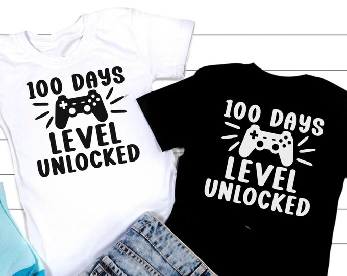 100th Day of School SVG: Funny 'Level Unlocked' T-Shirt Design (Digital Download)
