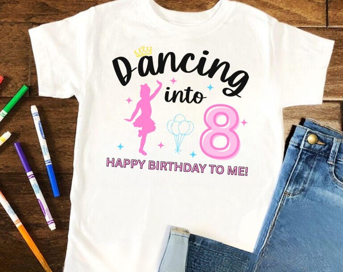Dancing Into 8 SVG: Birthday Dancer, Retro Kid (Digital Download)