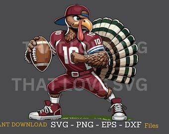 Turkey Football SVG, Thanksgiving Game Day PNG (Digital Download)