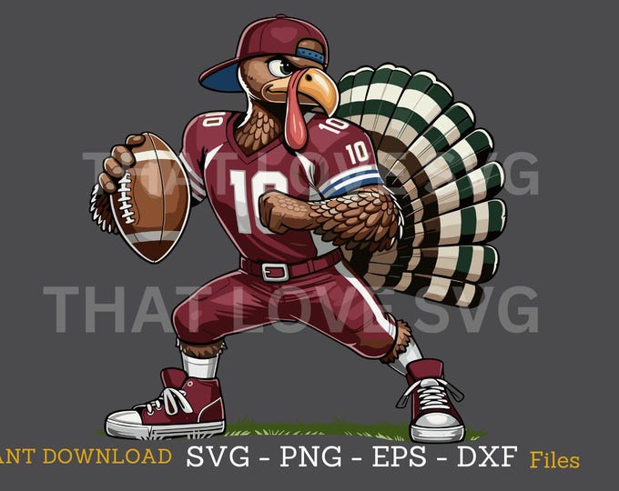 Turkey Football SVG, Thanksgiving Game Day PNG (Digital Download)