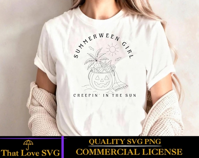 Summerween Girl svg png , Creepin In The Sun svg, Summerween svg, Halloween Beach SVG, Spooky Summer SVG, Ghost Vacation SVG