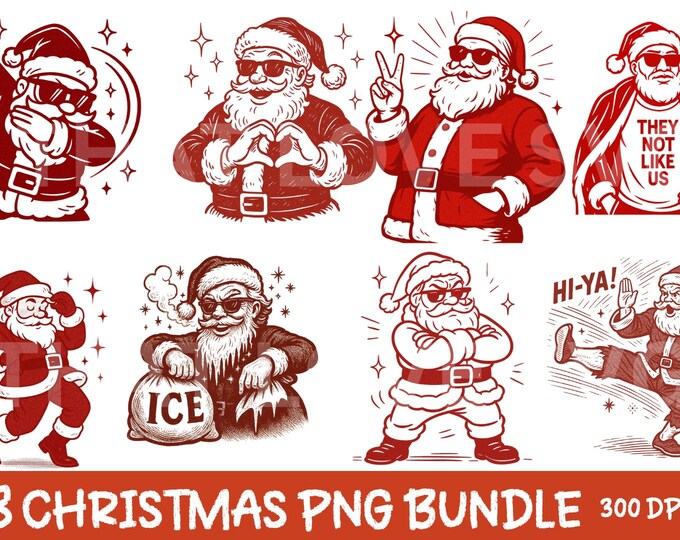 Santa Claus Christmas PNG Bundle: Sublimation Designs (Digital Download