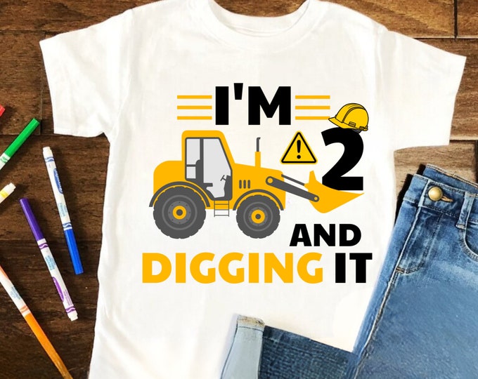 Construction 2nd Birthday SVG: Excavator Shirt Design (Digital Download)