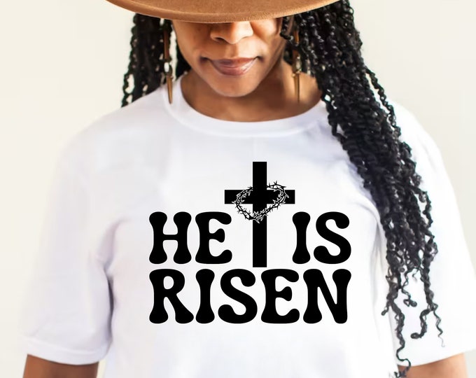 He is Risen Easter Cross SVG PNG: Christian Bible Verse (Digital Download)