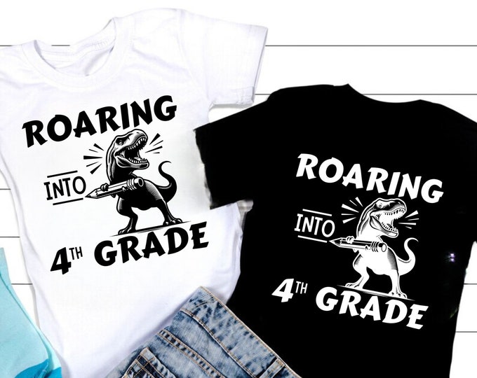 Dinosaur 4th Grade SVG: Back to School Cut File (Digital Download)