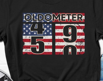 50th Birthday Oldometer Shirt for Him, 50 Year Old T-shirt for Men, 50th Birthday Party Gift, Born In 1975 Men's Tee, 50th B-day Gifts