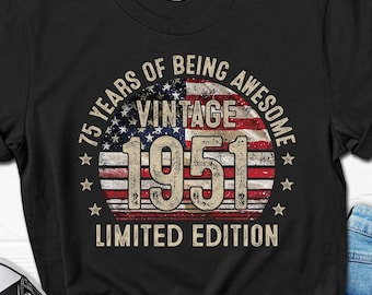 75th Birthday Men's T-Shirt, 75 Year Birthday Tee For Him, 75th Bday Shirt From Wife, 1951 Gifts For Men, 75 Years Funny Husband Gift