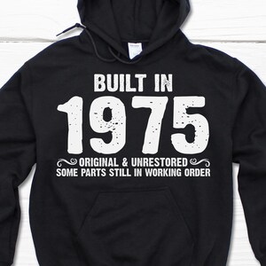 50th Birthday Gift for Men, Built in 1975 Men’s Hoodie, 50th Birthday Men’s Gift, 50th Bday Hooded Sweatshirt, Turning 50 Gift for him