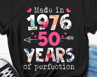 Made in 1976 50 Years Birthday Gift, 50th Bday Shirt, Turning 50 Tee