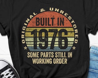 Built In 1976 Shirt, 50th Birthday T-shirt, Vintage 1976 Tee, 50 Years Bday Gift