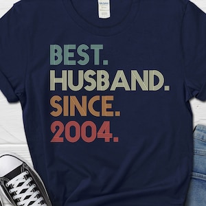 20th Wedding Anniversary Gift for Husband, Best Husband since 2004 Shirt, 20 Year Wedding Anniversary Tee for Him, Married for 20 Years Tee