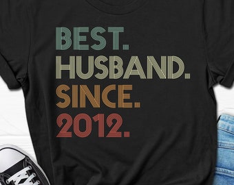 12th Wedding Anniversary Gift for Husband, Best Husband since 2012 Shirt, 12 Year Wedding Anniversary Tee for Him, Married for 12 Years Tee