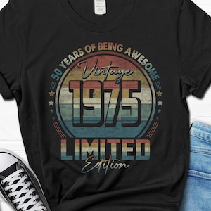 50th Birthday Shirt For Men, 1975 T-Shirt For Him, 50th Birthday Vintage Gifts, 50th Birthday Gift From Wife, 50 Year Old Men&#39;s Tee