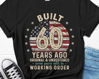 Built 60 Years Ago Shirt, Vintage 1965 Shirt, 60th Birthday Gift, Turning 60 Gift, Retro Classic T-Shirt for Him, Birthday Gift for Men