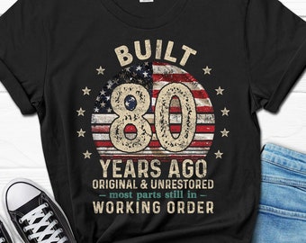Built 80 Years Ago Shirt, Vintage 1944 Shirt, 80th Birthday Gift, Turning 80 Gift, Retro Classic T-Shirt for Him, Birthday Gift for Men