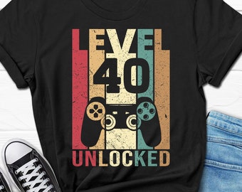 Level 40 Unlocked Shirt, 40th Birthday Shirt, 40 Years Old Gift, Video Game Gift, Gamer Birthday Tee, Video Game Shirt, Gaming Shirt For Him
