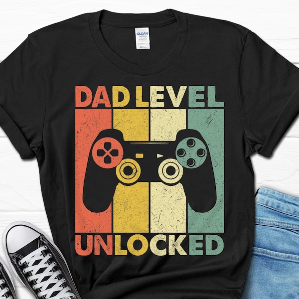 Father's Day Gamer Gift, Dad Level Unlocked Gaming Shirt, New Dad Shirt, Funny Dad Gift For Men, Video Game Men's Tee, Husband Gift For Him