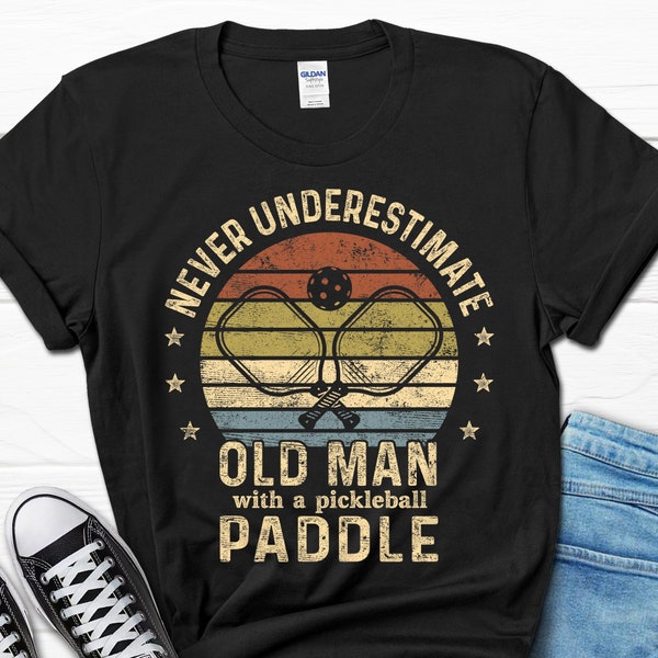 Never Underestimate An Old Man With A Pickleball Paddle Personalized Name 3D Tshirt Gift For Pickleball Player