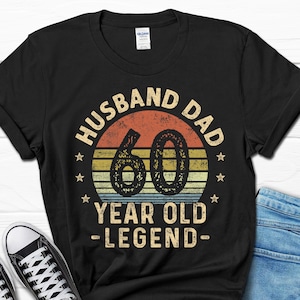 Husband Dad 60 Year Old Legend Retro Shirt, 60th Birthday T-shirt for Him, 60th B-day Men's Gifts, Vintage 1963 Tee, 60 Years Birthday Gift