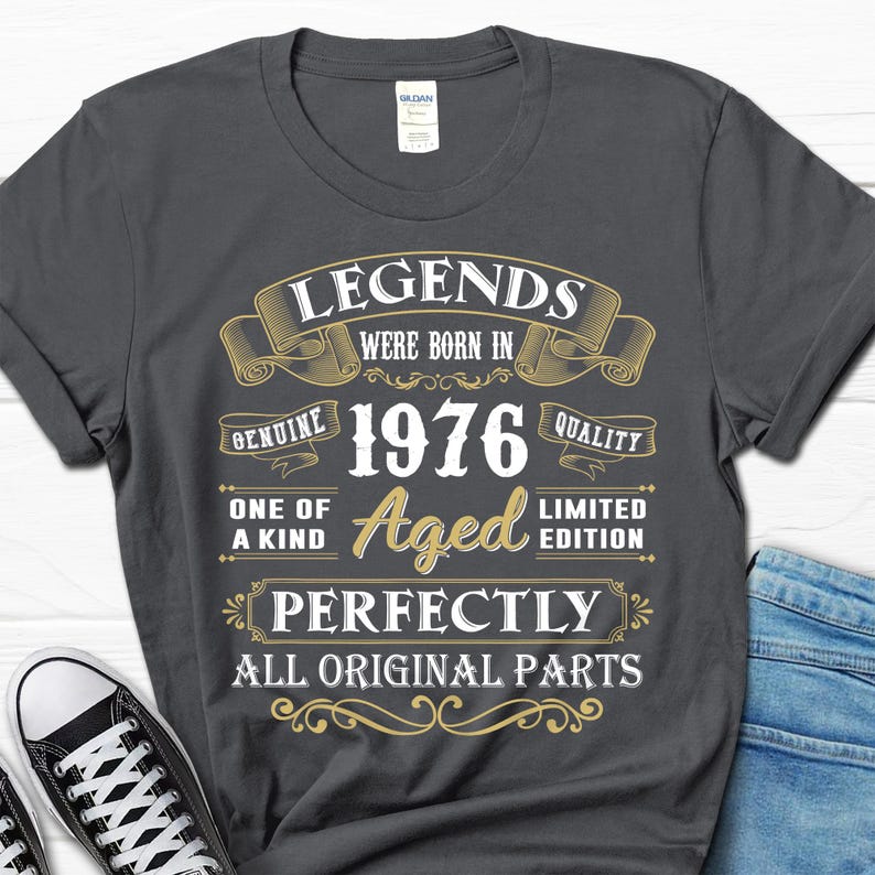 50th Birthday Gift, Born In 1976 Shirt, 50 Years Bday T-shirt for Him image 2