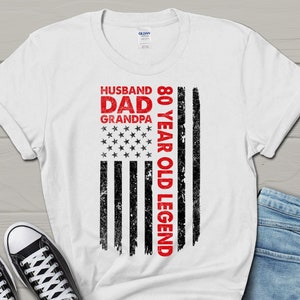 Husband Dad Grandpa 80 Year Old Legend Gift For Men, 80th Birthday Men's Shirt, Born In 1944 Papa Tee, Husband 80th Birthday T-Shirt For Him image 8