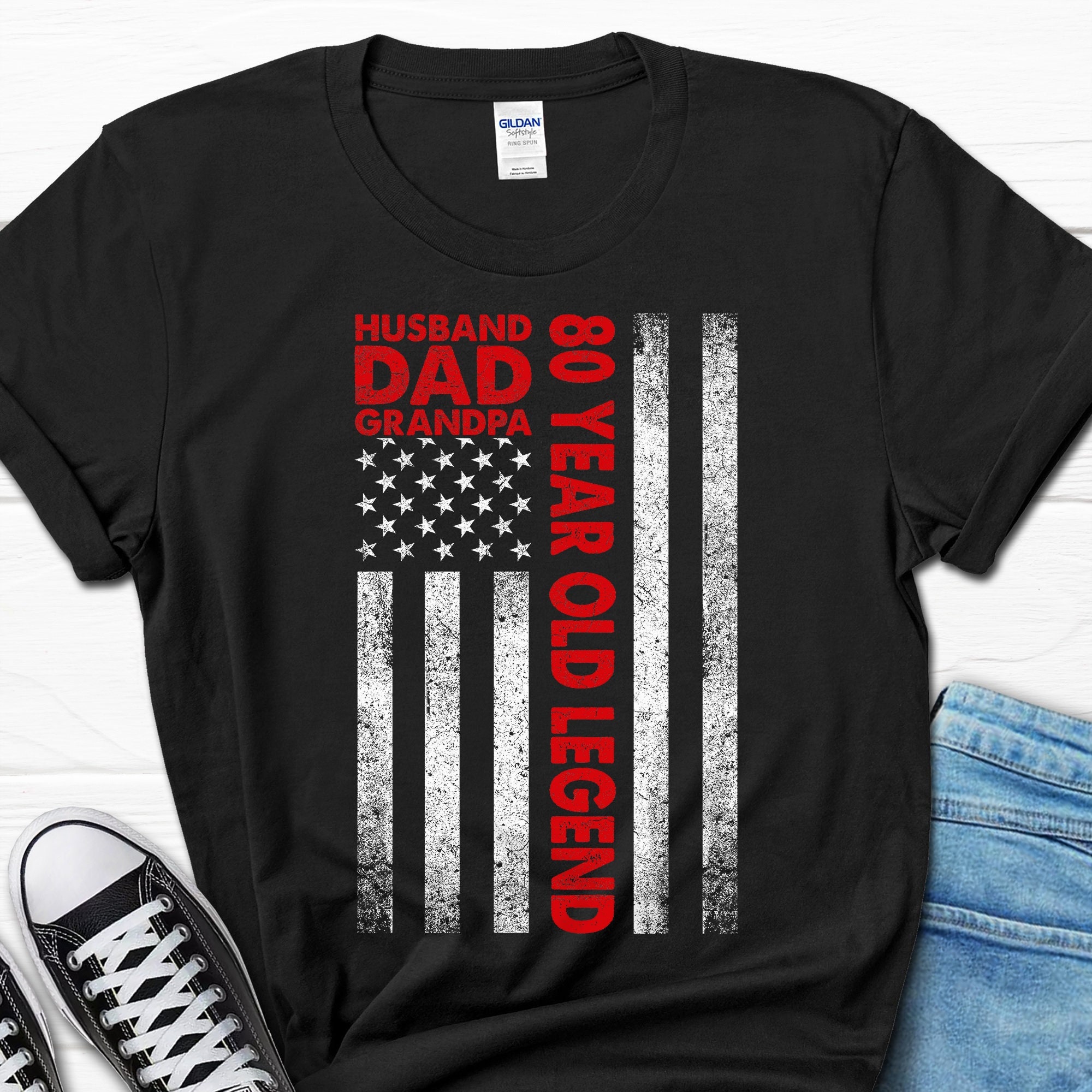 Husband Dad Grandpa 80 Year Old Legend Men's Gifts, 80th Birthday Tee For Him, Born In 1944 Papa Shirt, Husband 80 Birthday T-Shirt For Men