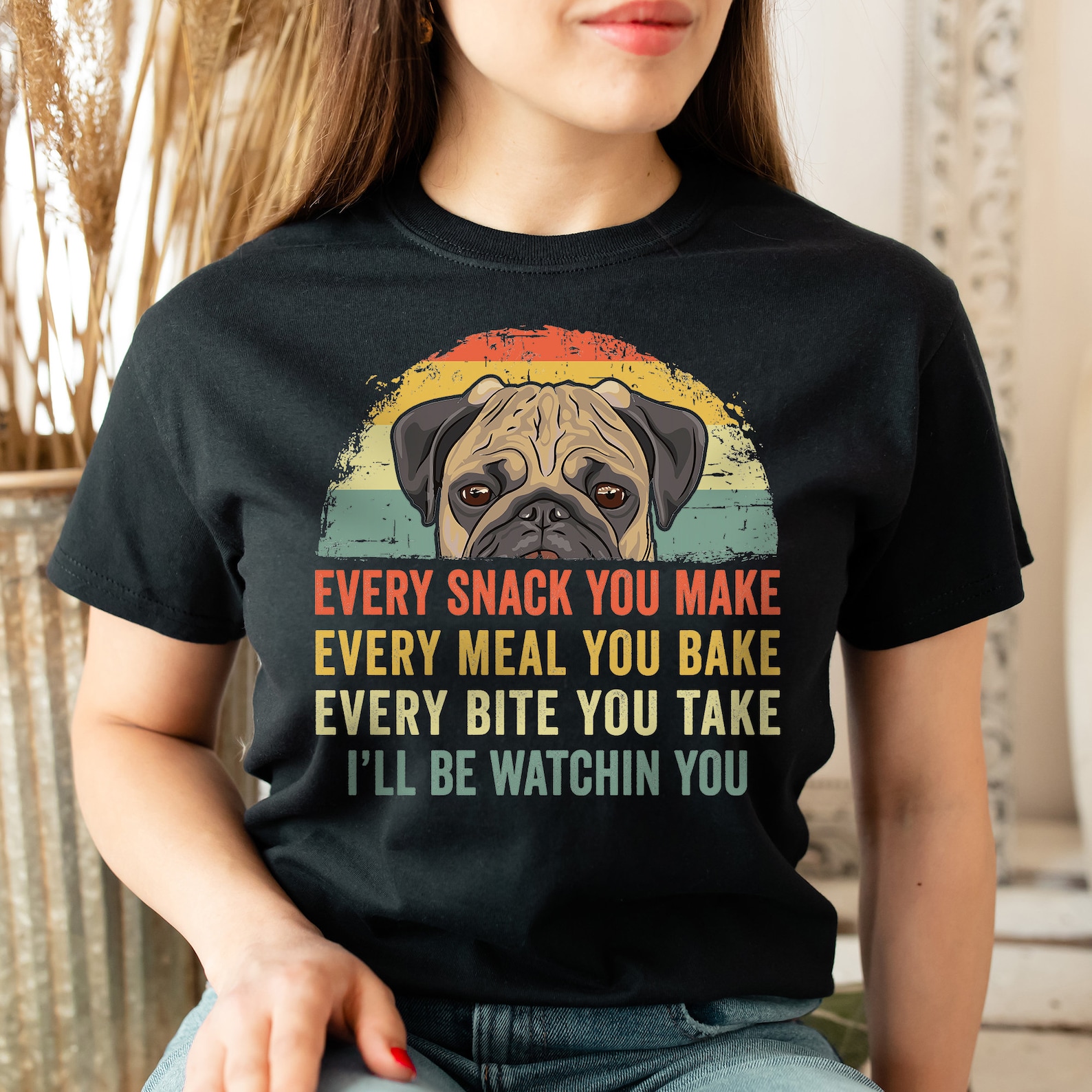 Pug Funny Shirt Ill Be Watching You Pug Tshirt Pug Dog Etsy