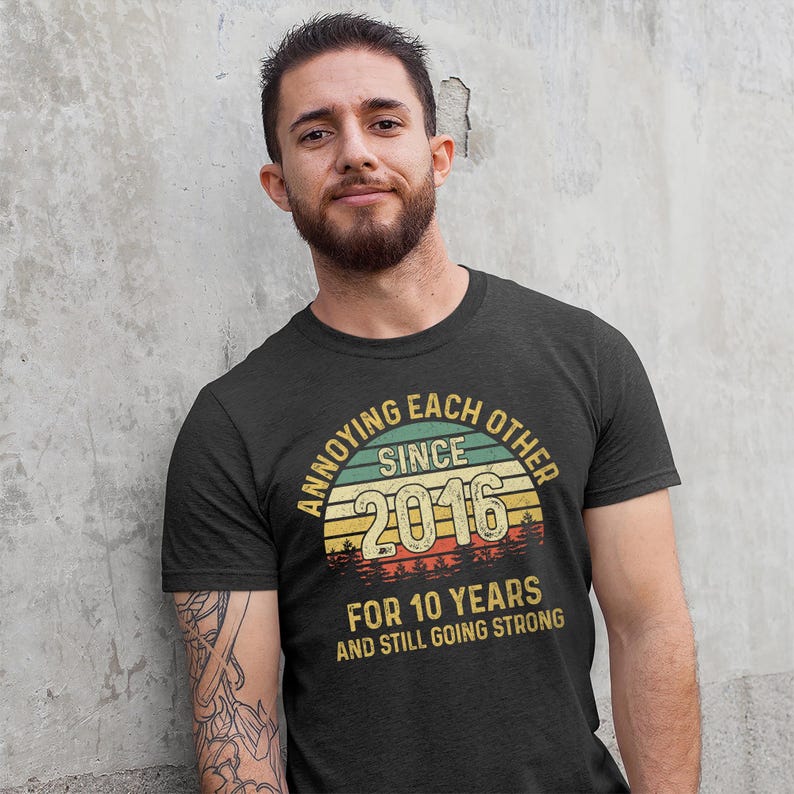 10th Wedding Anniversary T-shirt, Annoying Each Other Since 2016 Shirt, 10 Years Married 画像 8