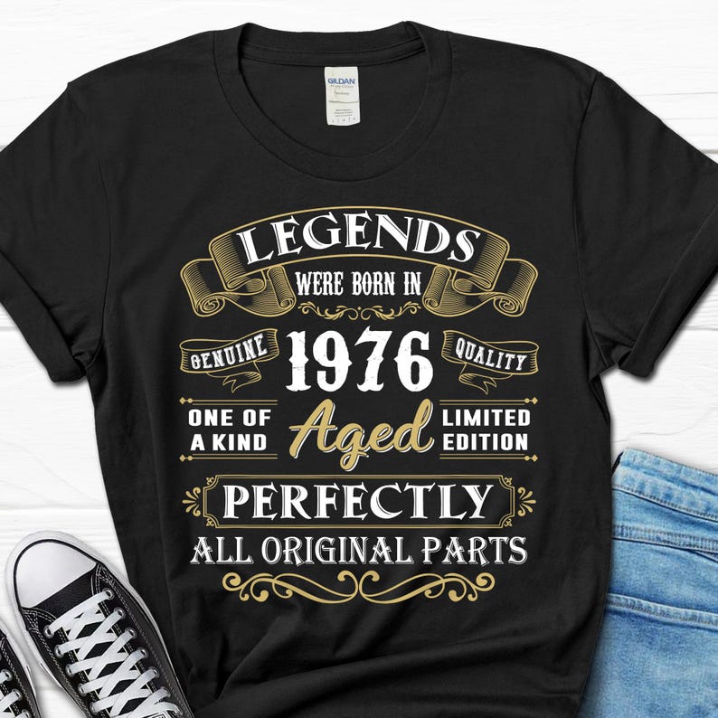 50th Birthday Gift, Born In 1976 Shirt, 50 Years Bday T-shirt for Him image 1