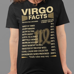 Virgo Facts Birthday Gift Funny T-shirt, Zodiac Sign Virgo Facts Humor Tee for Women, Virgo Girl Personality B-day Present Tee Shirt for Her afbeelding 6