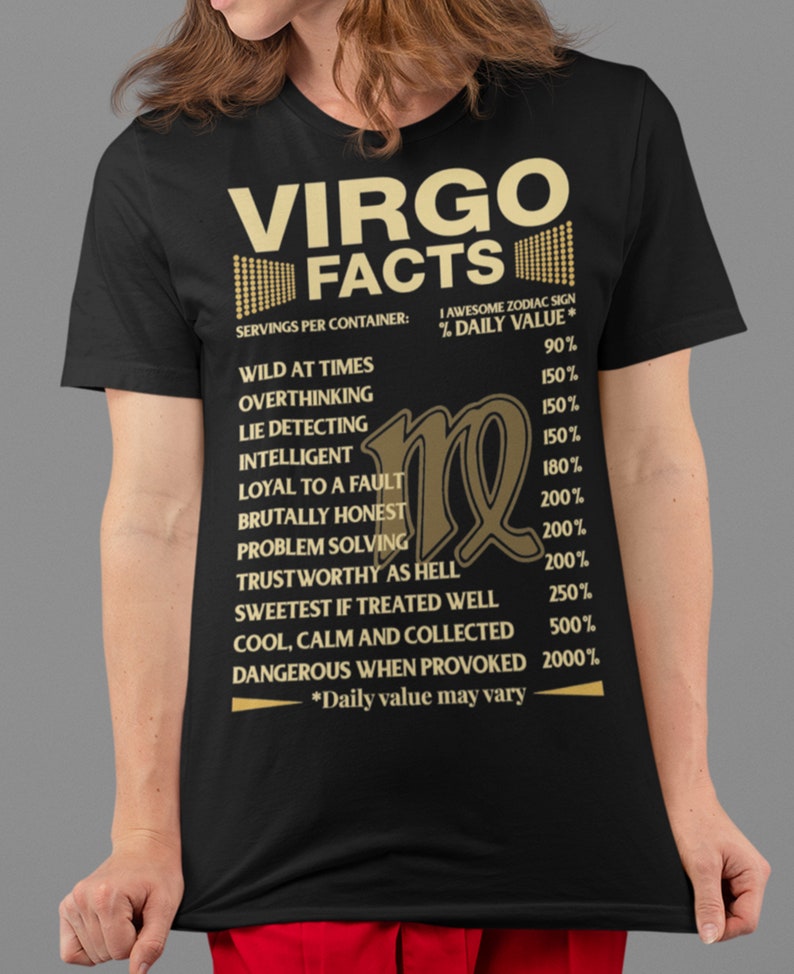 Virgo Facts Birthday Gift Funny T-shirt, Zodiac Sign Virgo Facts Humor Tee for Women, Virgo Girl Personality B-day Present Tee Shirt for Her afbeelding 6